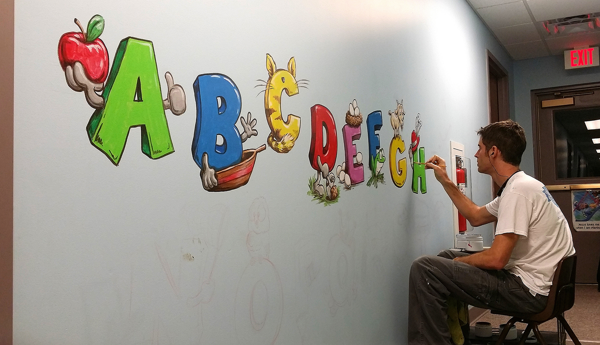 Alphabet Daycare Mural Free Sky Studios Professional Mural Painting