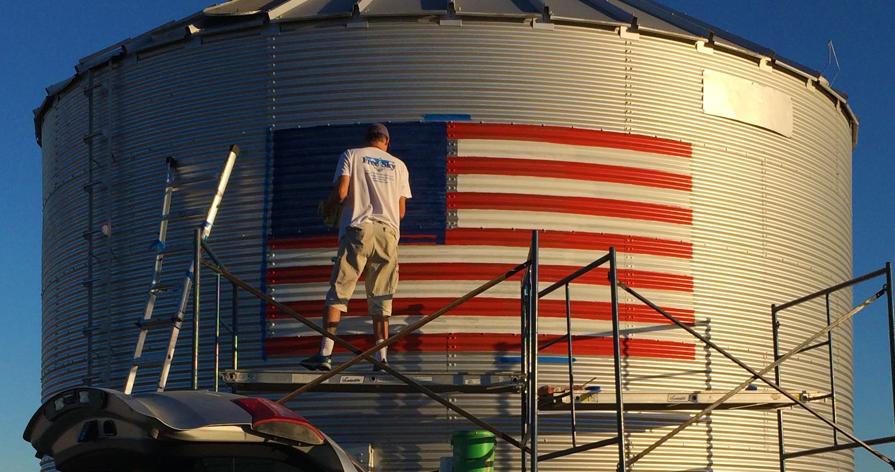 American Flag Grain Bin Lone Tree, Iowa Free Sky Studios