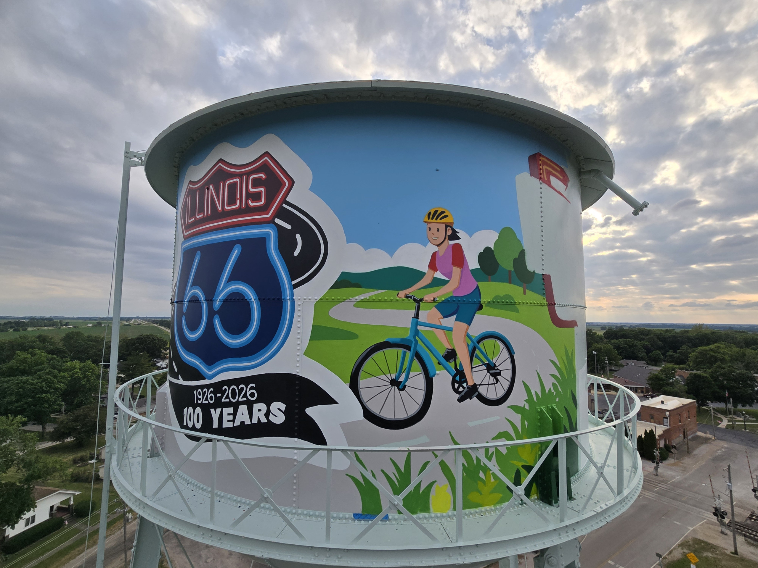 water tower mural mclean illinois route 66