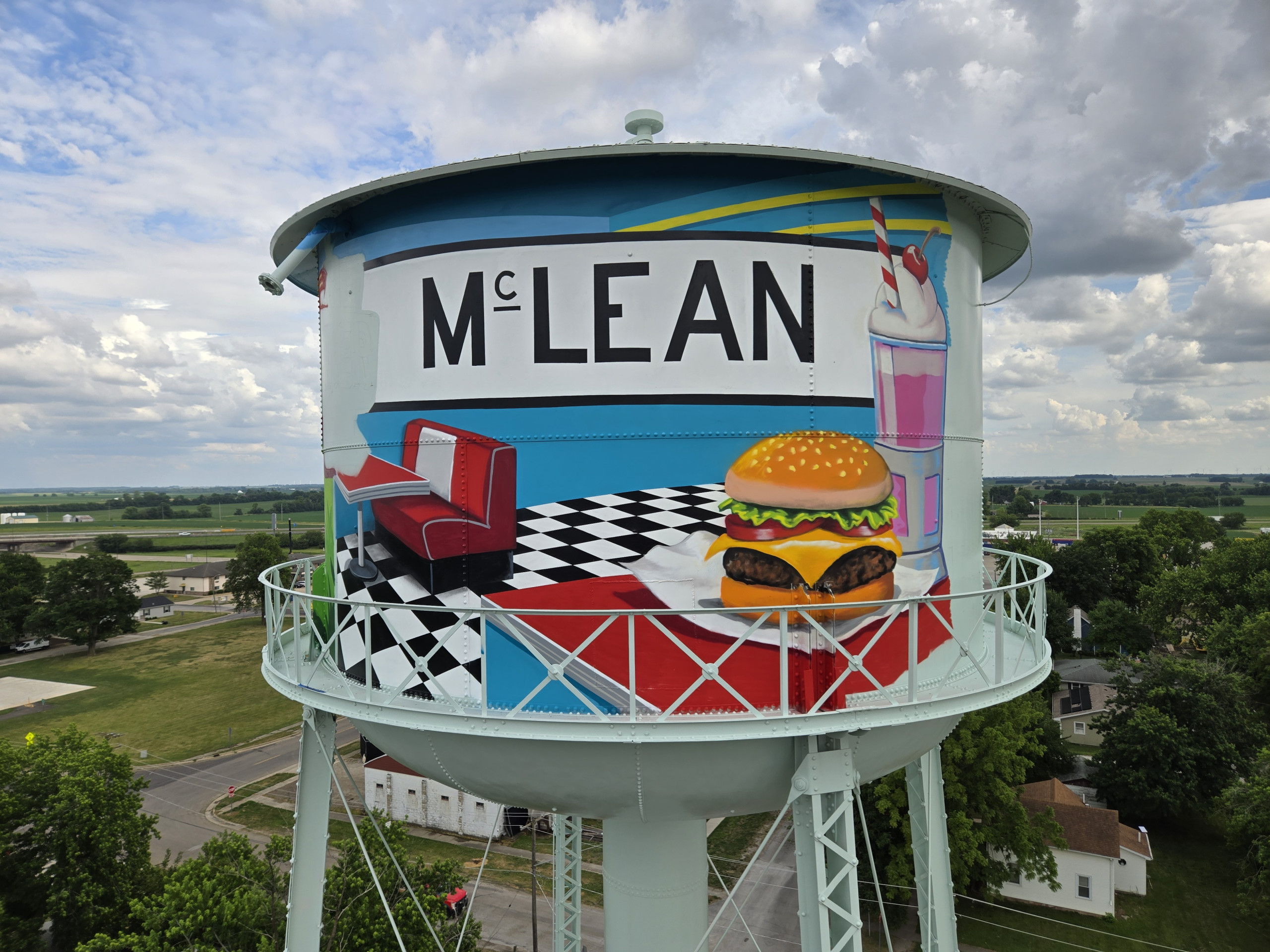 water tower mural mclean illinois route 66