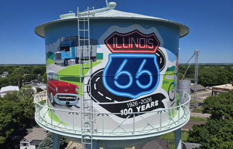 water tower mural mclean illinois route 66