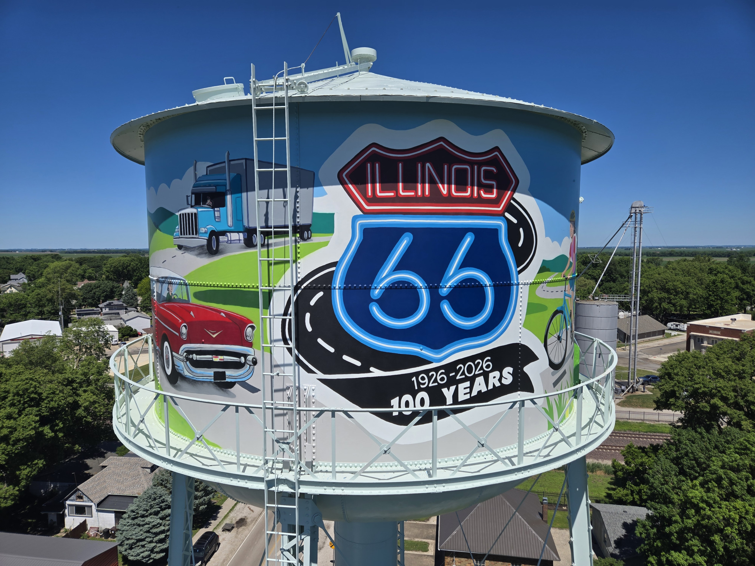 water tower mural mclean illinois route 66