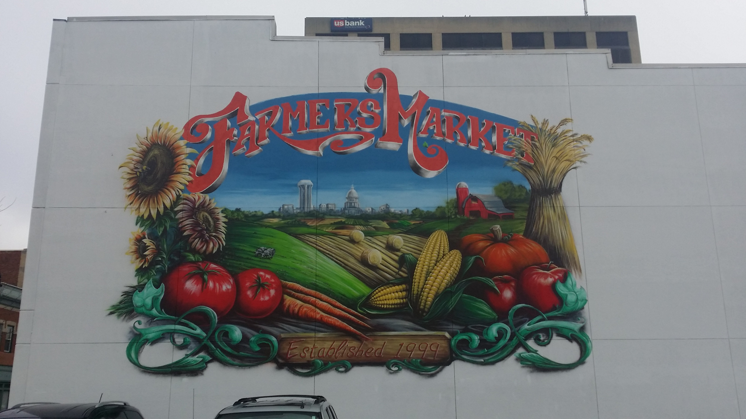 farmers market mural downtown springfield illinois mural painter troy freeman freesky studios