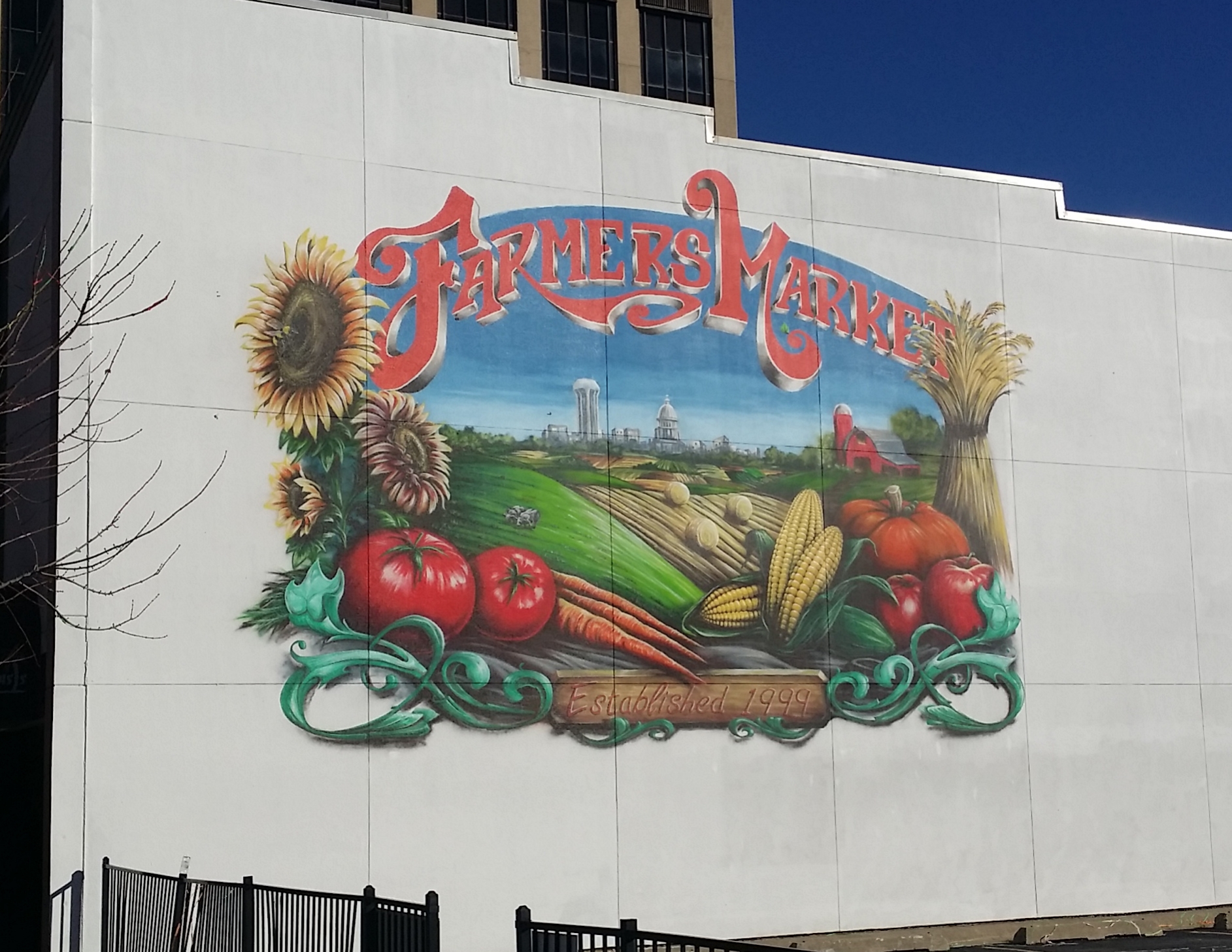 farmers market mural downtown springfield illinois mural painter troy freeman freesky studios
