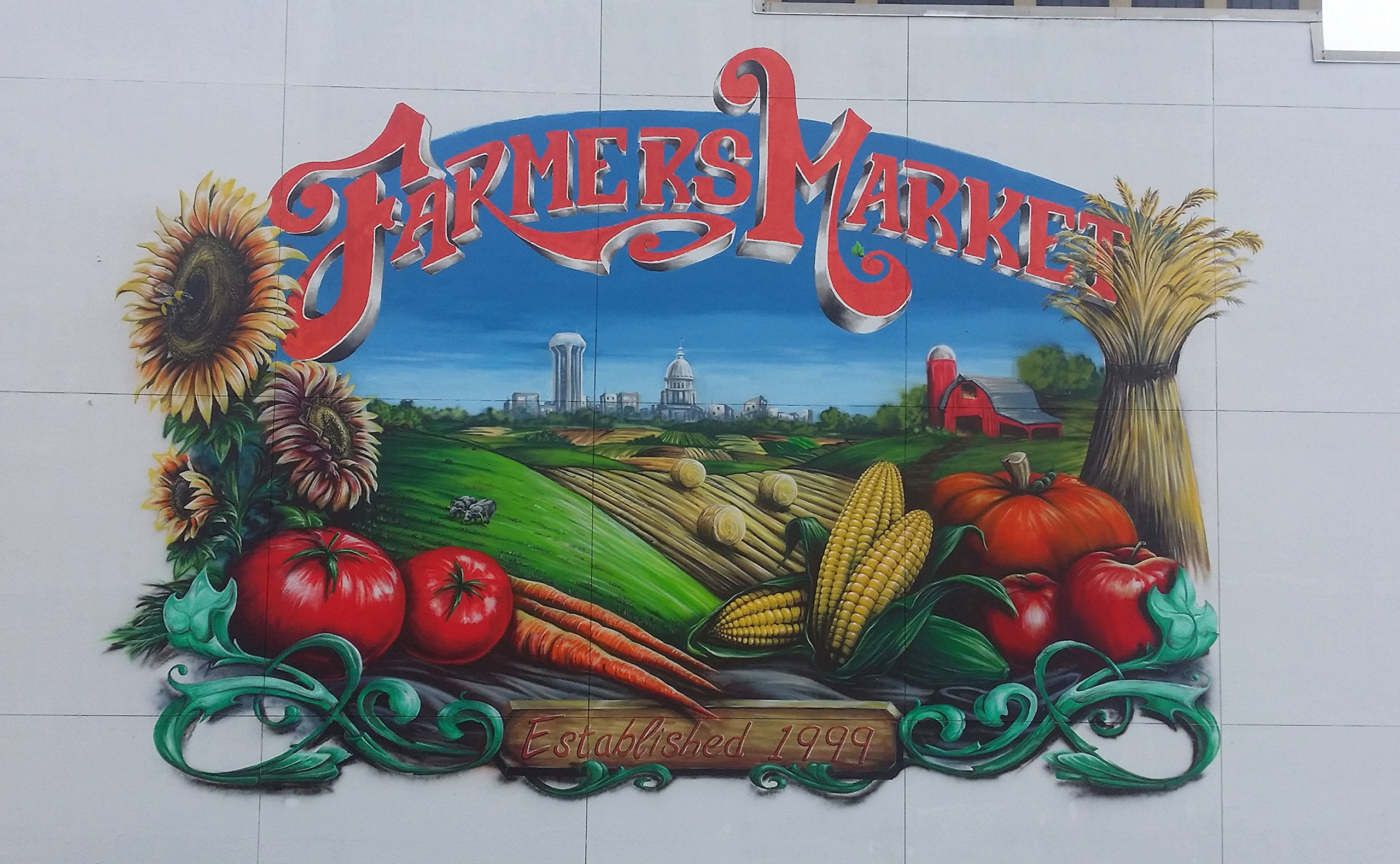 farmers market mural downtown springfield illinois mural painter troy freeman freesky studios