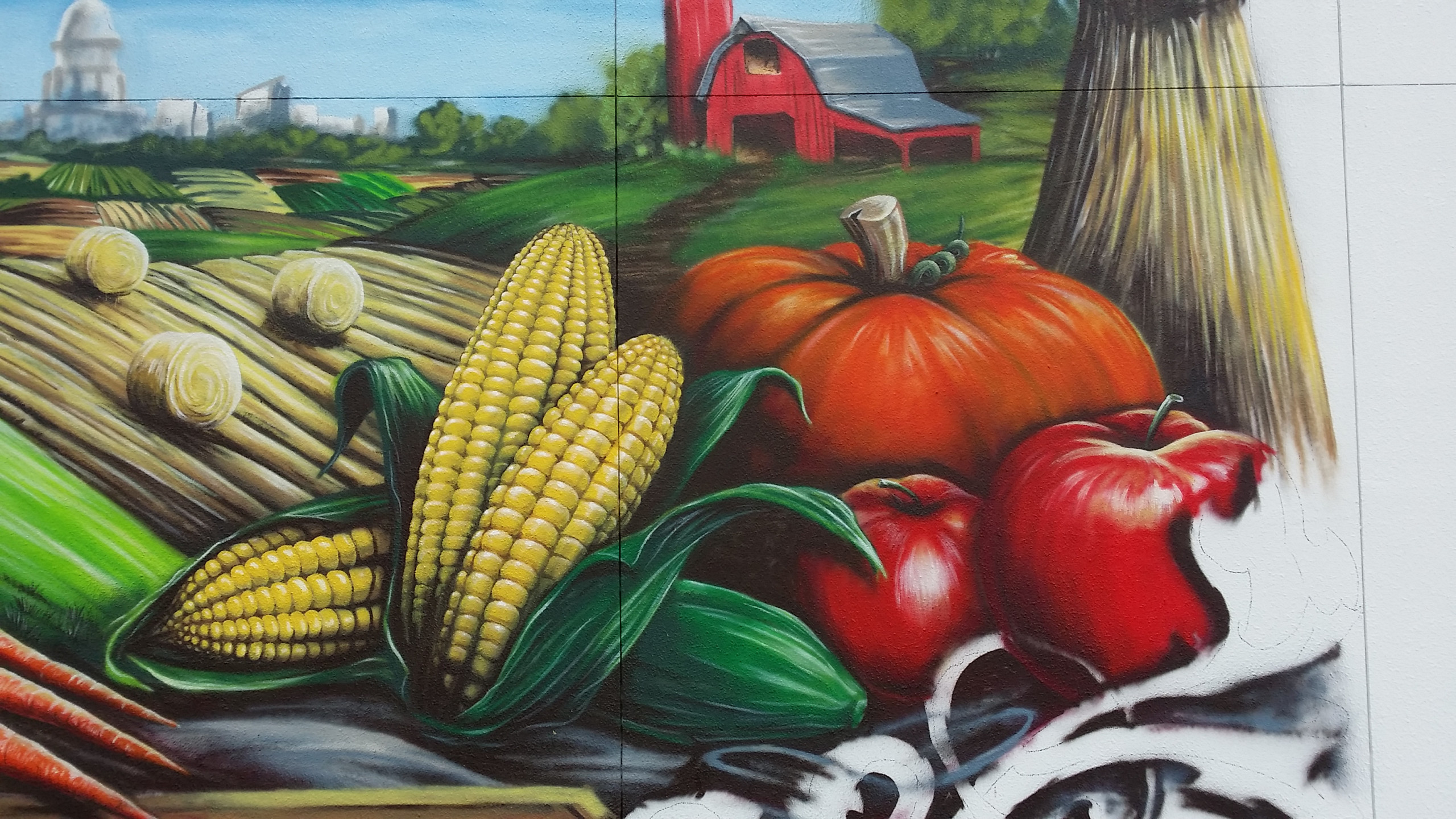 farmers market mural downtown springfield illinois mural painter troy freeman freesky studios