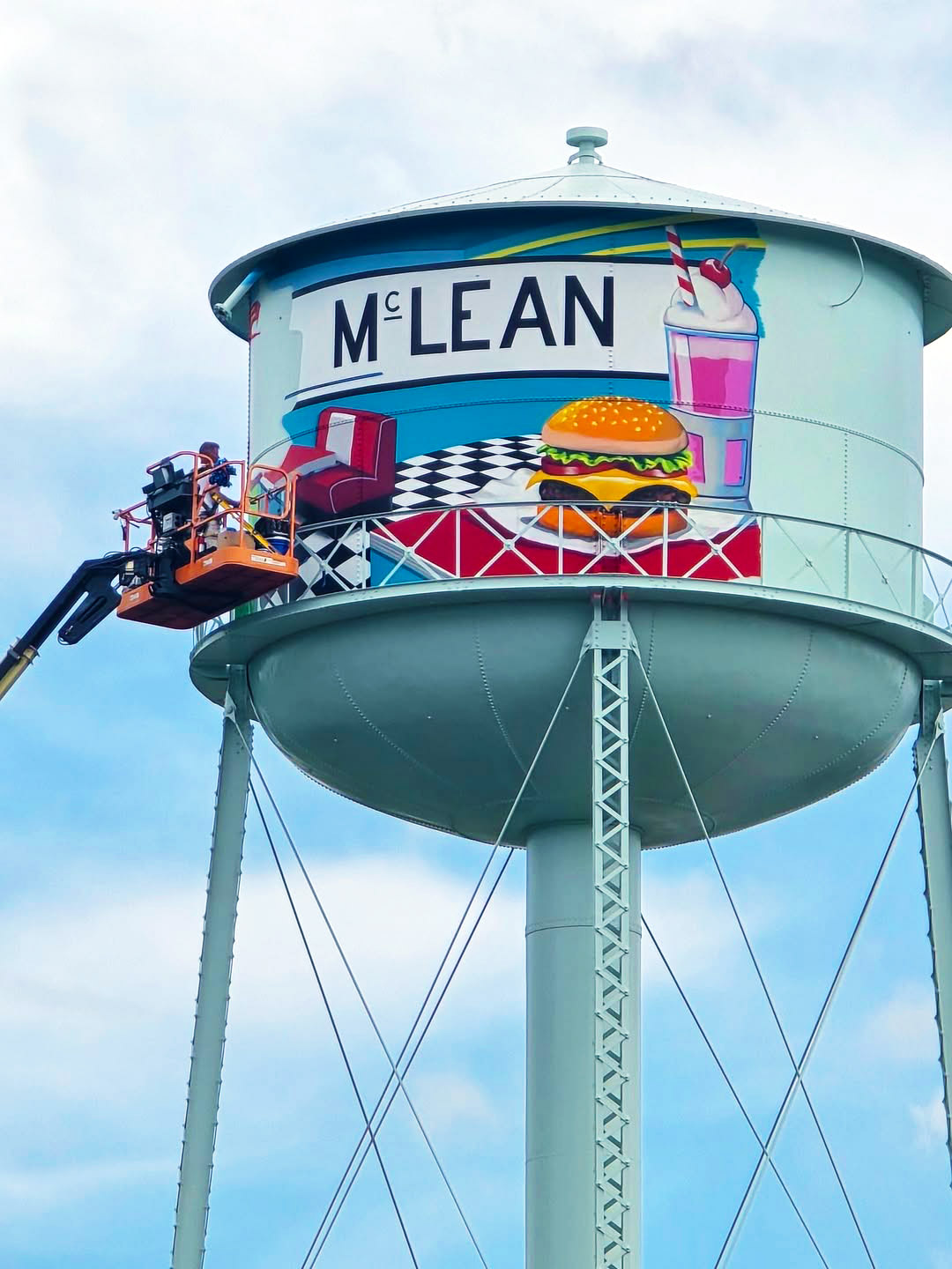 water tower mural mclean illinois route 66
