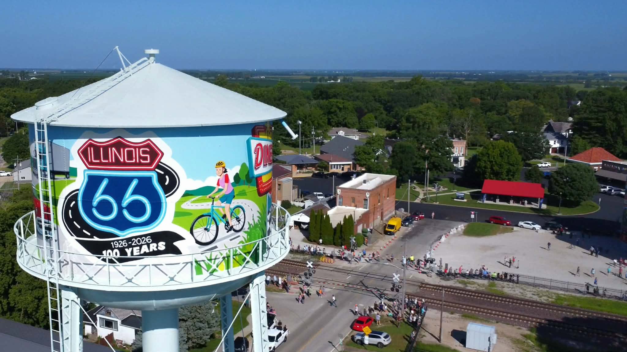 water tower mural mclean illinois route 66