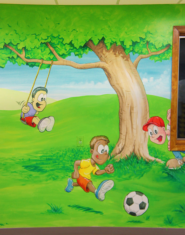 daycare play room cartoon mural