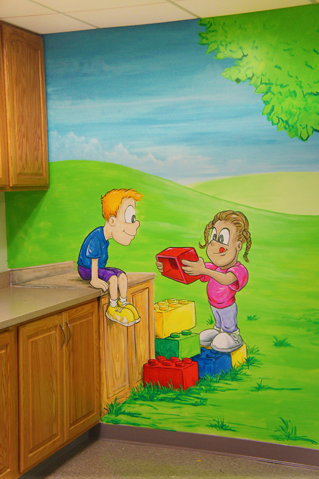 daycare play room cartoon mural