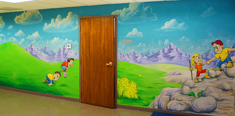 daycare play room cartoon mural
