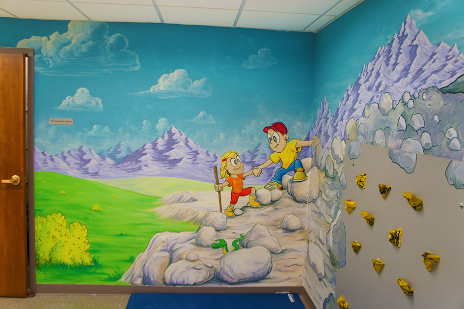 daycare play room cartoon mural