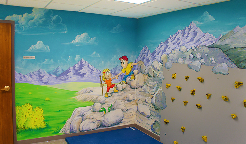 daycare play room cartoon mural