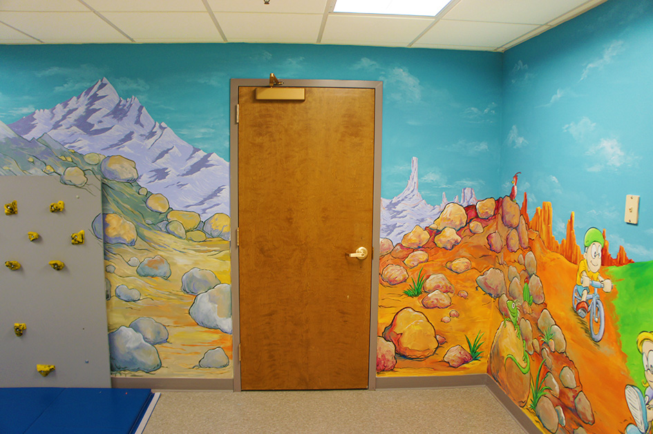 daycare play room cartoon mural