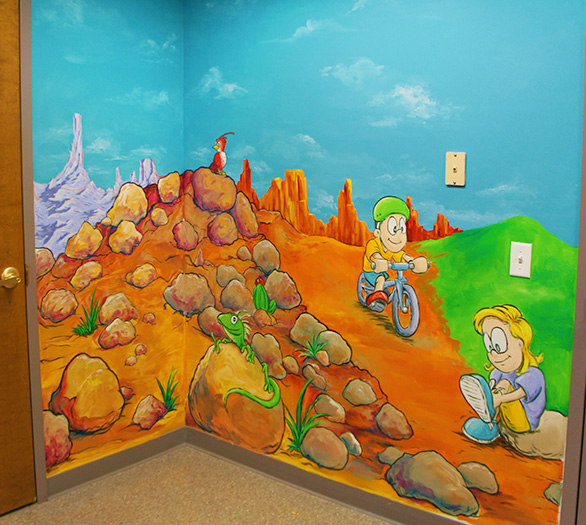 daycare play room cartoon mural