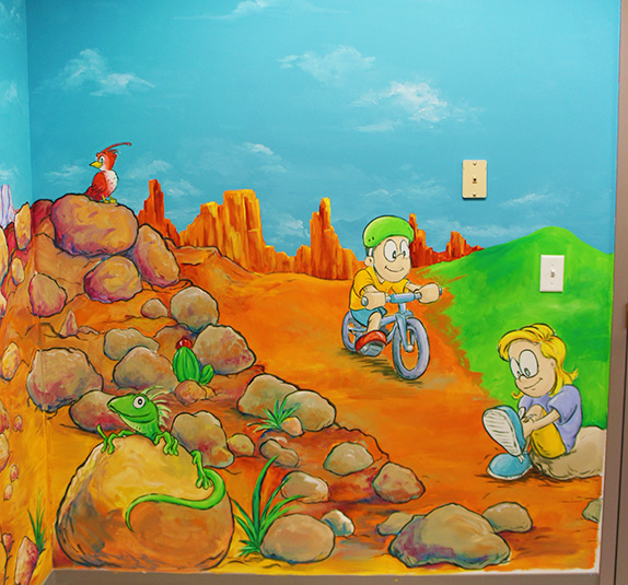 daycare play room cartoon mural