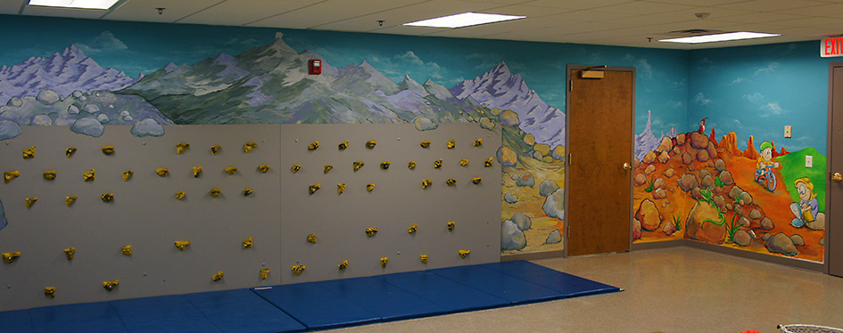daycare play room cartoon mural