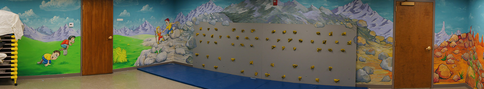 daycare play room cartoon mural