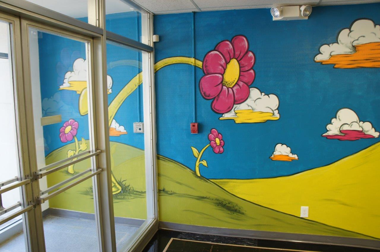 family service center lobby mural painting