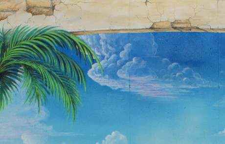 tropical beach mural painting