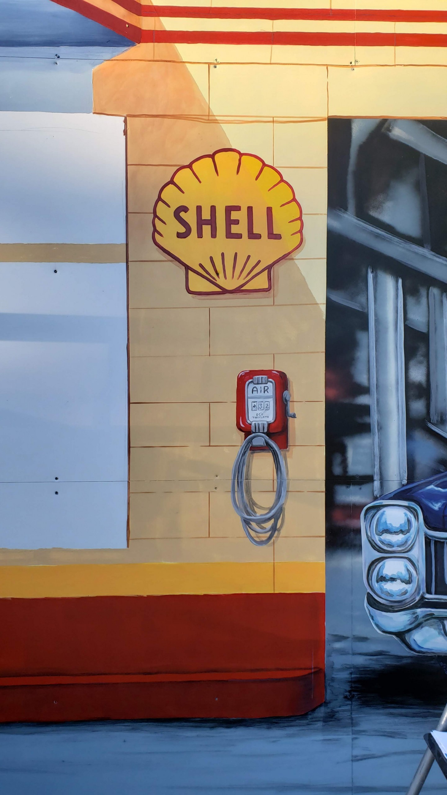 retro garage mural painting shell station